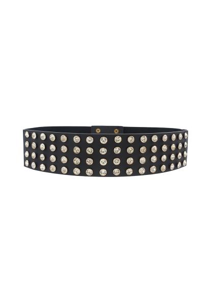 4 LINE RHINESTONE STUDDED ELASTIC BELT