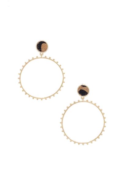 Faux Fur Animal Print Circle Post Earring