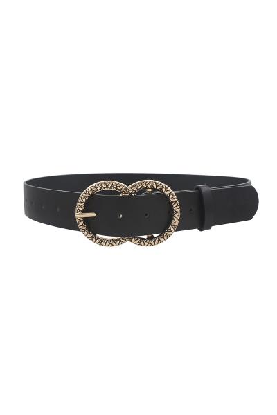 WOVEN TEXTURE DOUBLE CIRCLE BUCKLE BELT