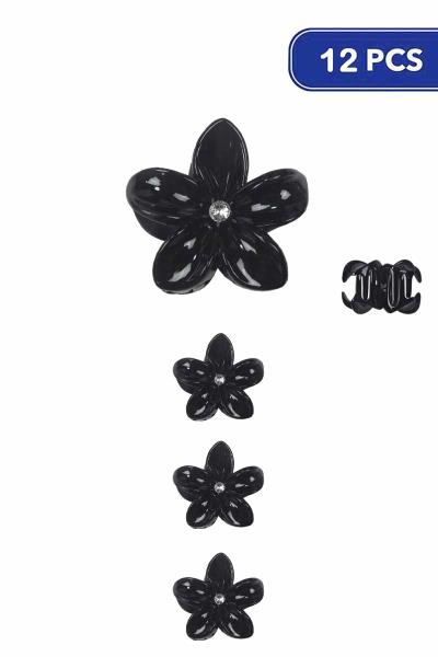 Flower Hair Claw Jaw Clips (12 Units)