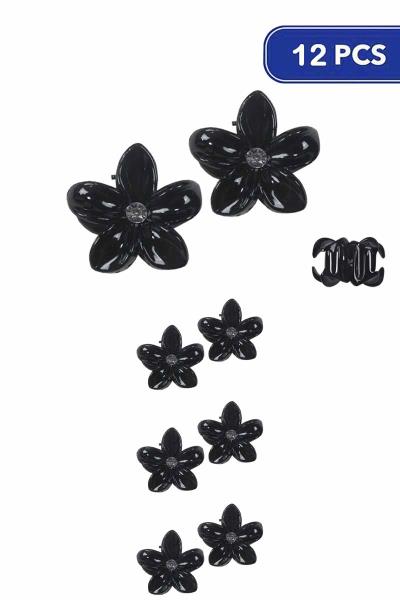 Flower Hair Claw Jaw Clips 2 Pc Set (12 Units)