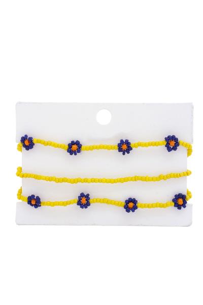 SEED BEAD FLOWER ASSORTED BRACELET SET