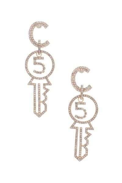 Number 5 Rhinestone Key Earring