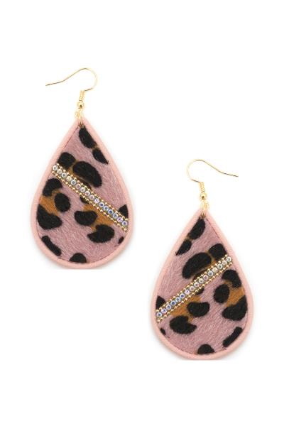 Leopard Rhinestone Line Teardrop Dangle Earring