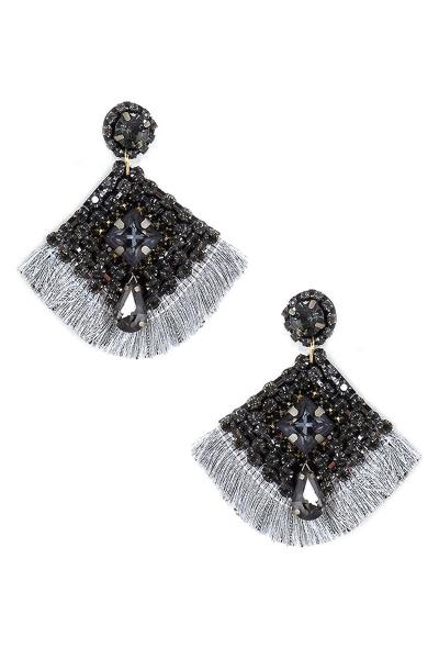 Rhinestone Square Tassel Dangle Earring