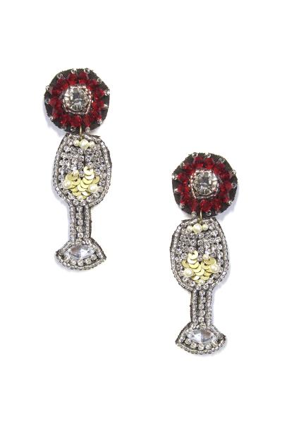 SEED BEAD SEQUIN WINE GLASS DANGLE EARRING