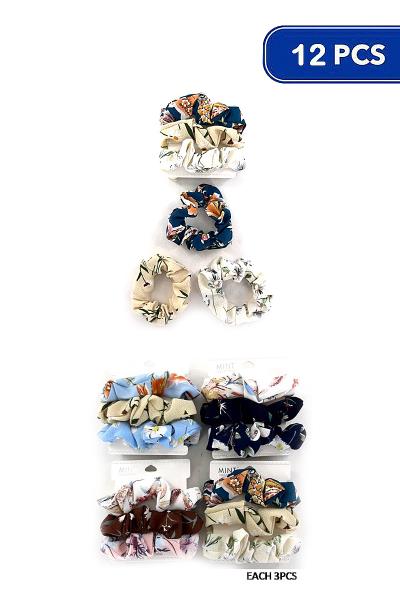 Floral Print 3 PC Hair Scrunchies (12 Units)