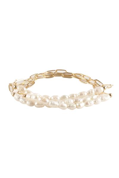 Metal Pearl Bead Bracelet Set