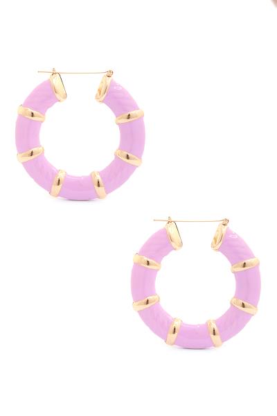 STYLISH METAL COLOR PATTERN ROUND HOOP EARRING