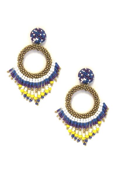 Seed Bead Round Tassel Dangle Earring