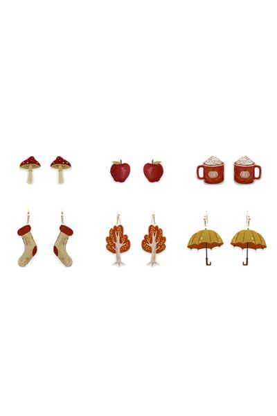 METAL MULTI STYLE EARRING 6 PAIR SET