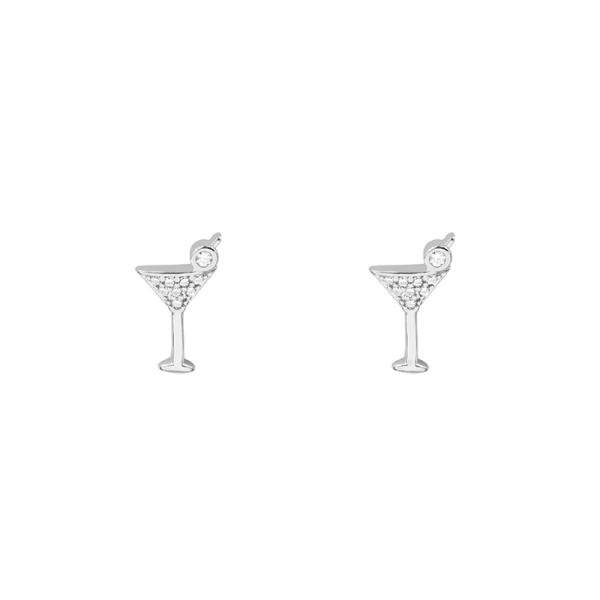 Martini Glass 24K White Gold Dipped Earring
