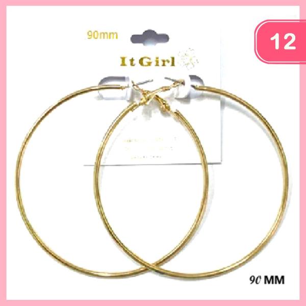 Stainless Steel 90mm Hoop Earring (12 Units)