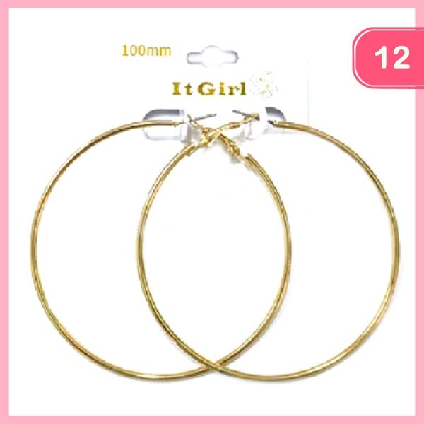 Stainless Steel 100mm Hoop Earring (12 Units)