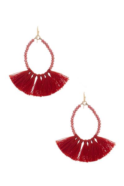 Tassel Oval Shape Beaded Earring