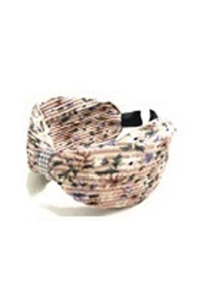 PLEAT FLOWER PRINT RHINESTONE POINT HEADBAND
