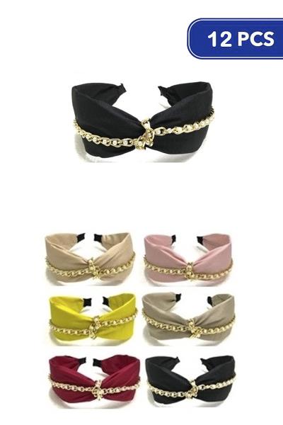 Metal Pearl Chain Headband (12 Units)