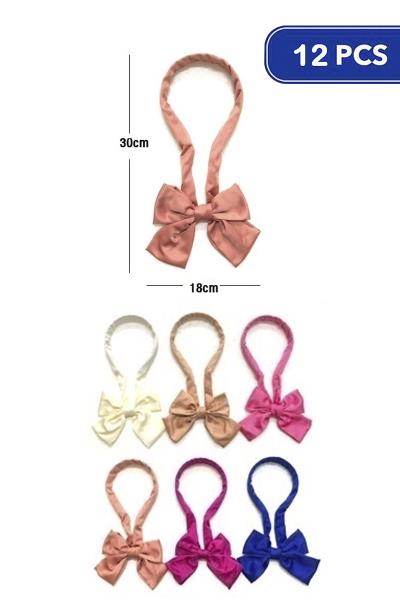 Satin Headband with Ribbon Strap (12 Units)