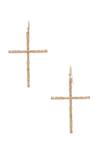 METAL CROSS DANGLE EARRING