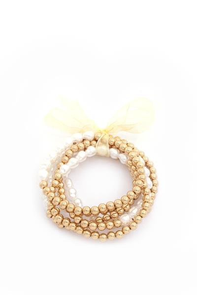PEARL BEADED STRETCH BRACELET SET