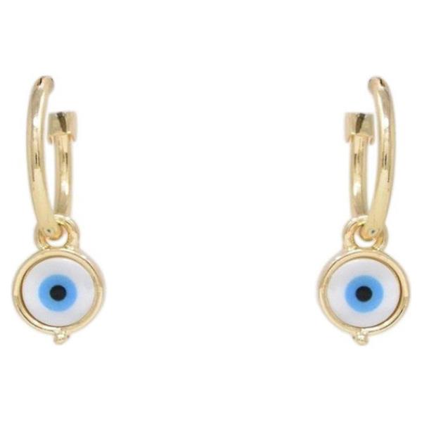 Evil Eye Mother of Pearl Huggie Earring