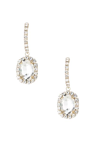Rhinestone Oval Drop Post Earring