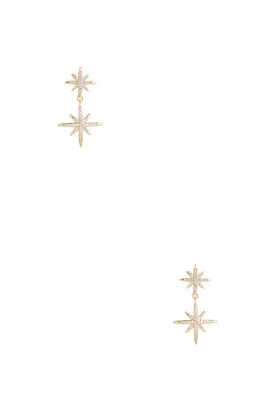 Rhinestone Metal Double Starburst Shape Earring