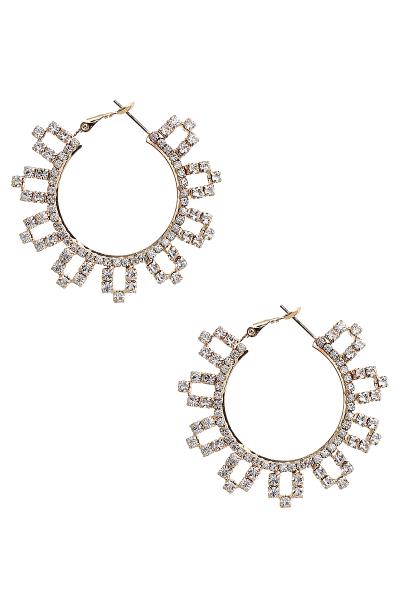 Rhinestone Geometric Hoop Earring