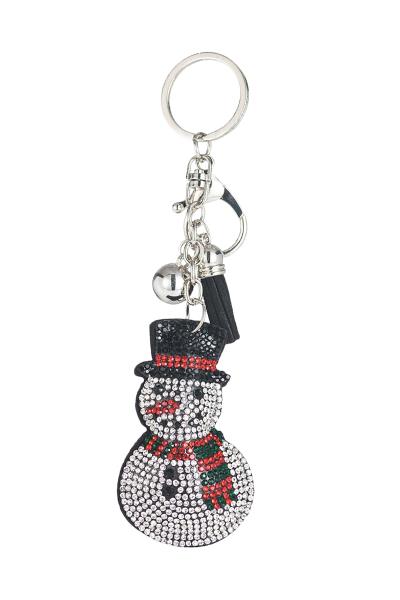 CHRISTMAS RHINESTONE SNOWMEN TASSEL KEY CHAIN