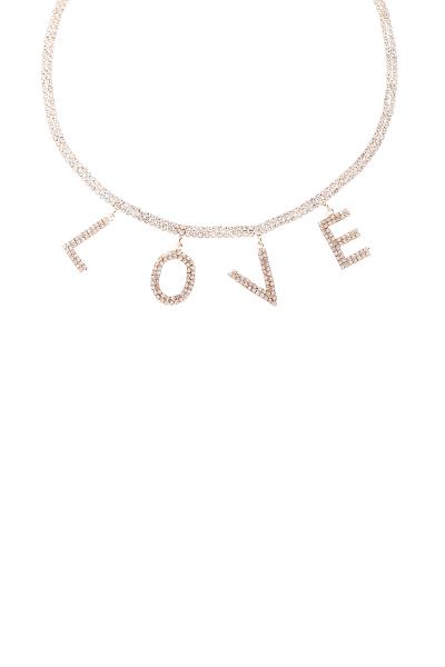 Rhinestone Love Letter Dangle Necklace