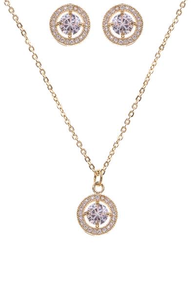 Cubic Zirconia Pendant Necklace Earring Set
