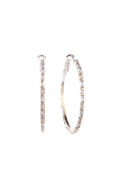 40mm Cubic Zirconia Baguette Hoop Earring