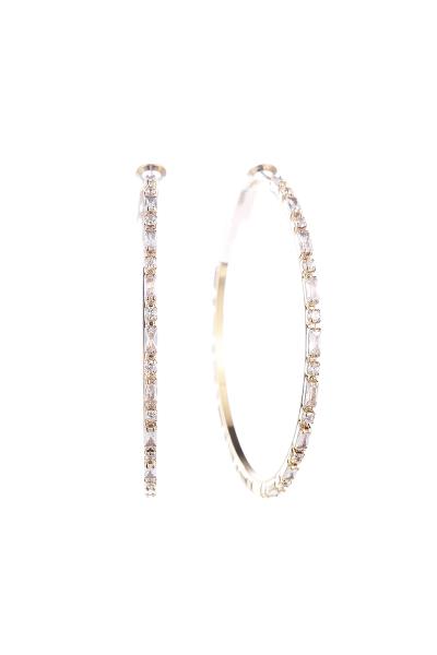 50mm Cubic Zirconia Baguette Hoop Earring