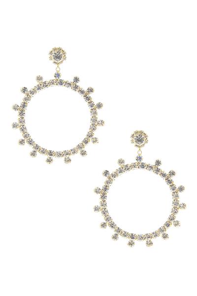 Rhinestone 60mm Round Stone Hoop Earring