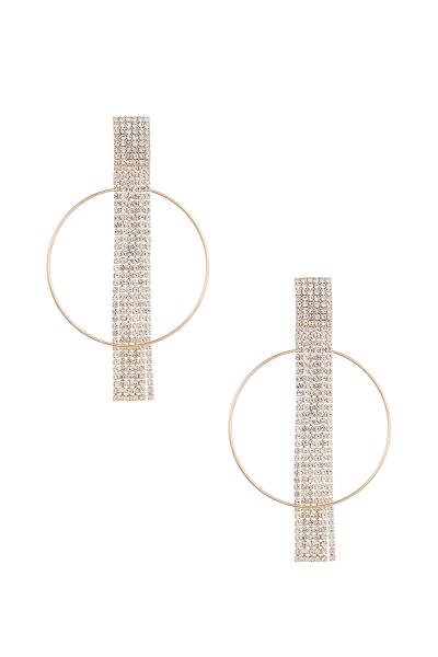 Rhinestone Tassel Metal Round Earring