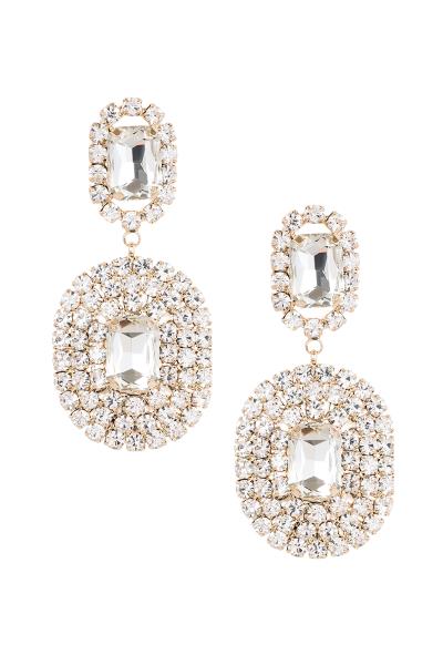 Rhinestone Oval Dangle Earring
