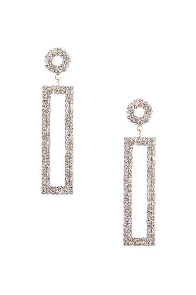 Rhinestone Rectangle Shape Down Earring