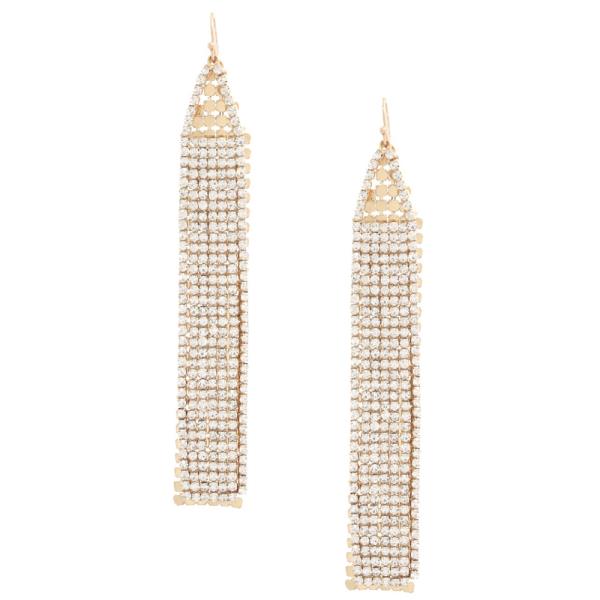 Multi Strand Fringe Metal Rhinestone Earring