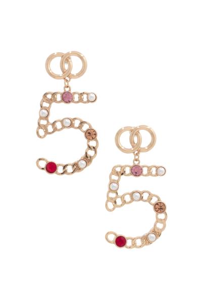 Number 5 Rhinestone Post Drop Earring