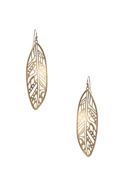 Flat Metal Leaf Dangle Earring