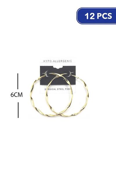 Twist Metal Hoop 60mm Earring (12 Units)