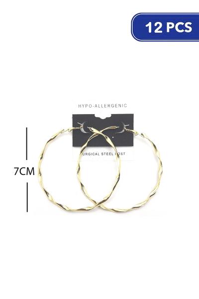 Twist Metal Hoop 70mm Earring (12 Units)