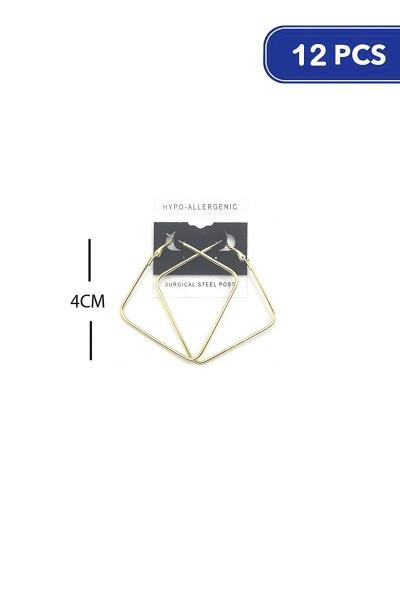 Square Metal Hoop 40mm Earring (12 Units)