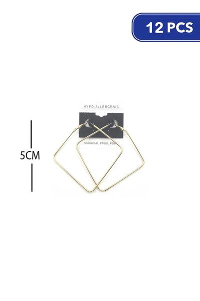 Square Metal Hoop 50mm Earring (12 Units)