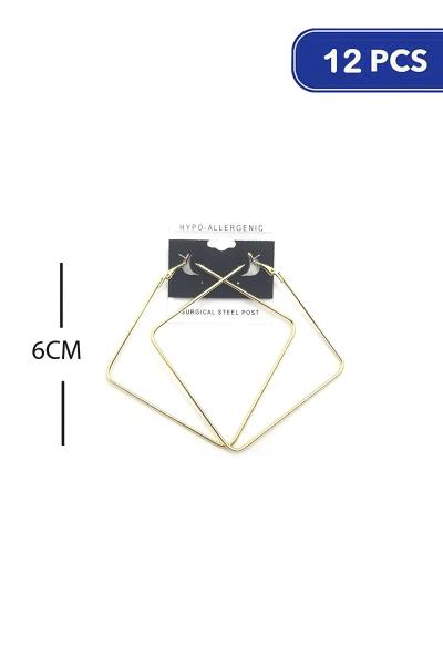 Square Metal Hoop 60MM Earring (12 Units)