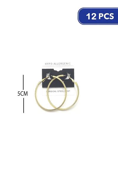 Texture Metal Hoop 50mm Earring (12 Units)