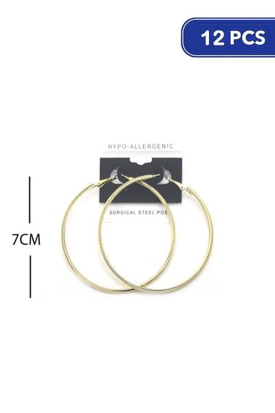Texture Metal Hoop 70mm Earring (12 Units)