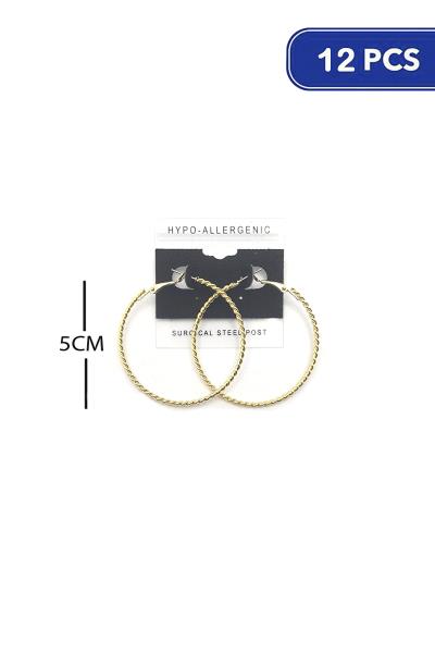 Twist Metal Hoop 50mm Earring (12 Units)