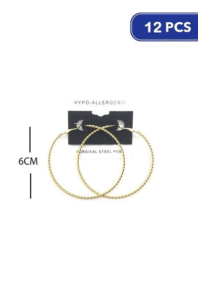 Twist Metal Hoop 60mm Earring (12 Units)