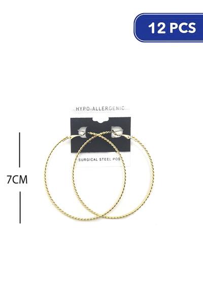 Twist Metal Hoop 70mm Earring (12 Units)